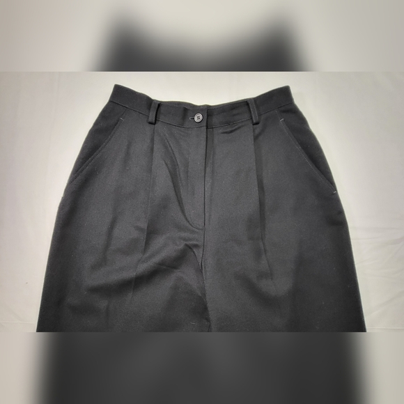 Casual Corner Pants - Vintage CASUAL CORNER Pleated Straight Leg Lined Black Wool Slacks - Size 8